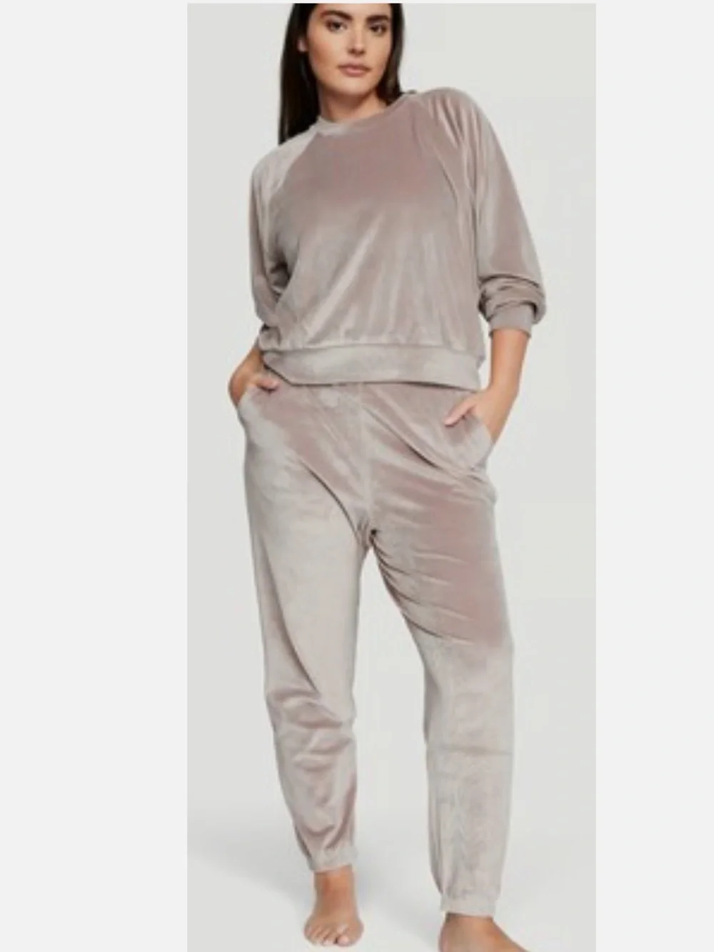 VICTORIA'S SECRET VELOUR RIBBED LOUNGE PANTS CANDLELIGHT ROSE